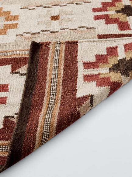John Lewis Frida Kelim Flatweave Wool Rich Rug, Burnt Umber - view 2, Burnt Umber