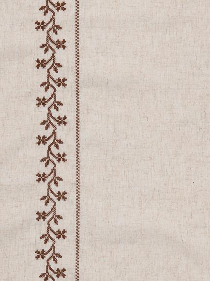 John Lewis Georgie Floral Embroidered Edge Pair Slot Top Unlined Curtains - view 2, Nutmeg