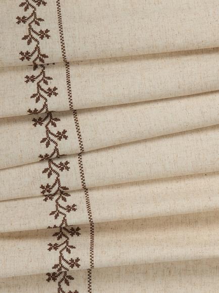 John Lewis Georgie Floral Embroidered Edge Pair Slot Top Unlined Curtains - view 2, Nutmeg