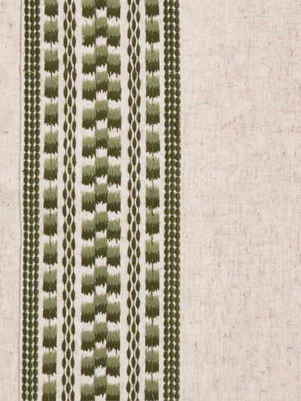John Lewis Ikat Embroidered Edge Pair Blackout Lined Multiway Header Curtains, Avocado - view 2, Avocado