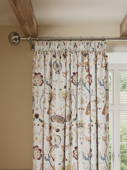 John Lewis Ketaki Pair Blackout Lined Pencil Pleat Curtains, Multi, Multi