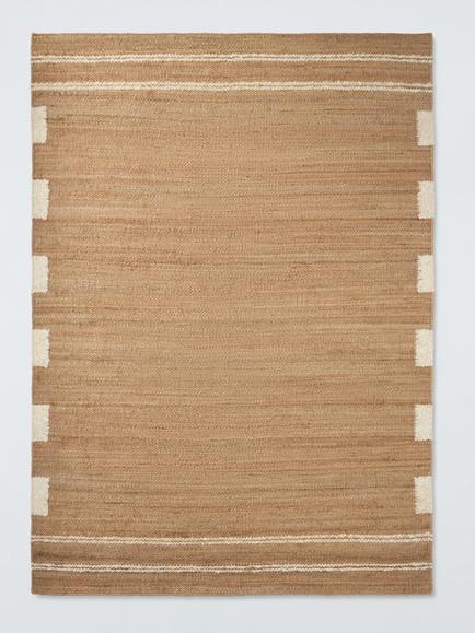 John Lewis Jute Modern Border Rug, Natural/Ivory
