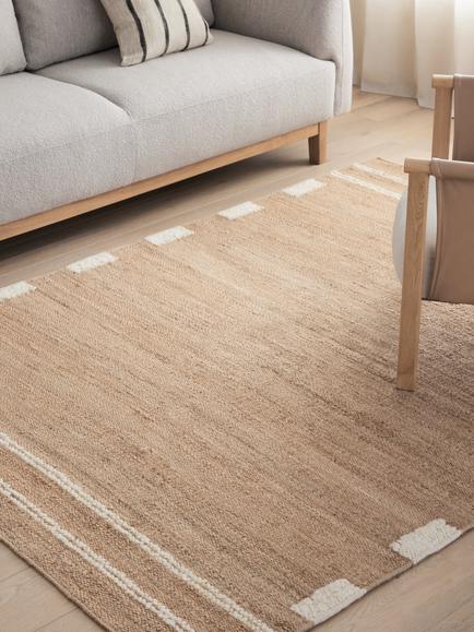 John Lewis Jute Modern Border Rug - view 2, Natural/Ivory