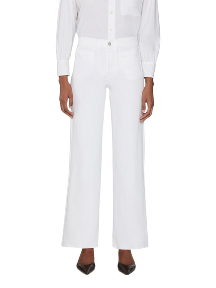 FRAME Pocket Slim Palazzo Jeans, White, White