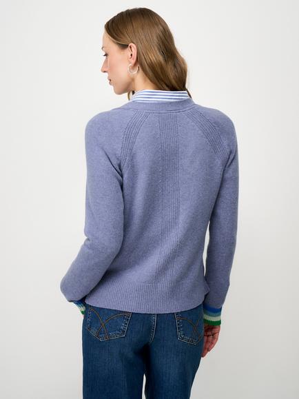 Crew Clothing Harmony Wool Rich Cardigan - view 2, Light Blue