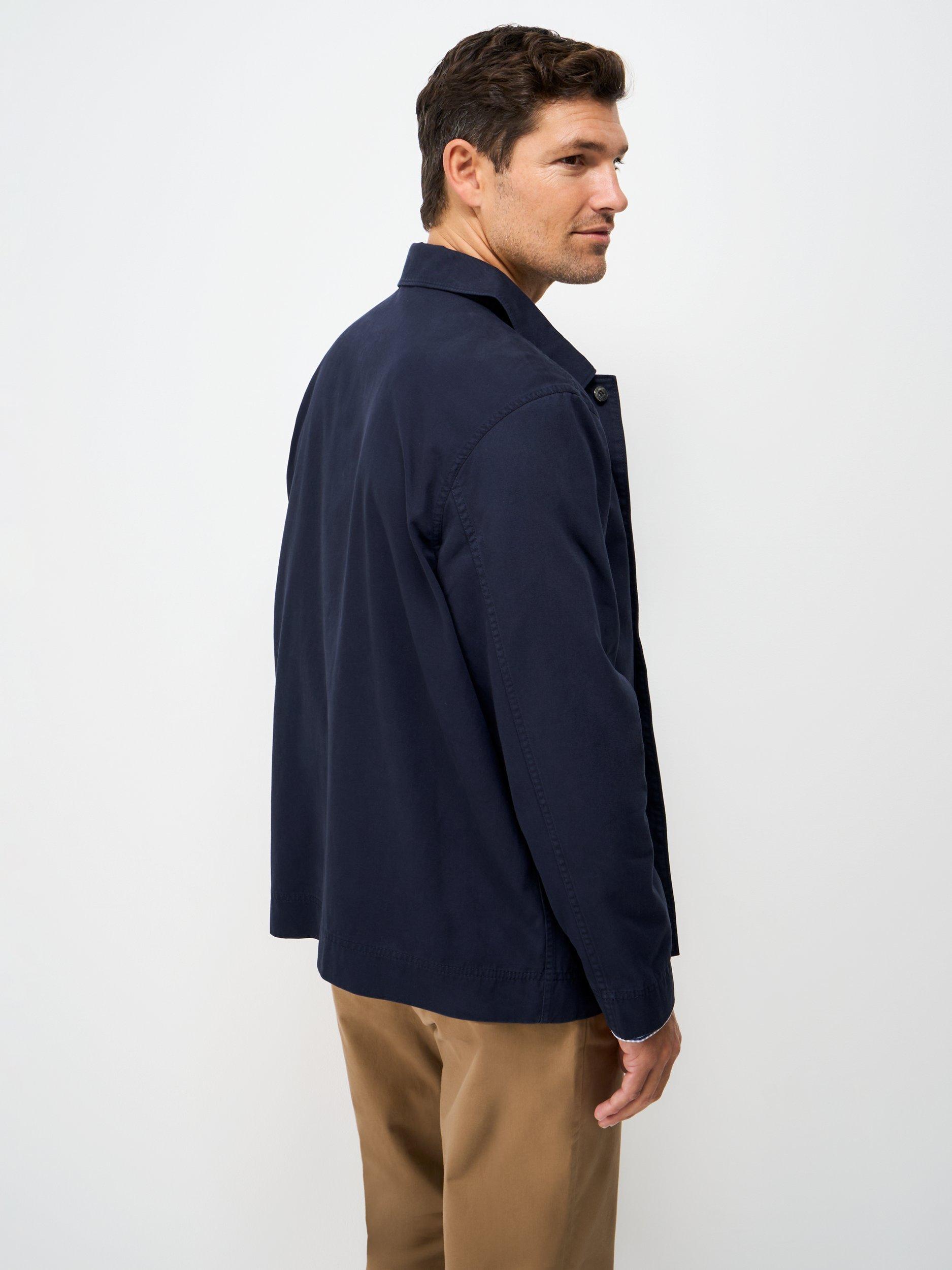 Product image 2 of 5, which shows Crew Clothing Cotton Twill Shacket, Navy Blue, L