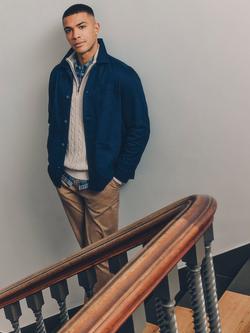 Crew Clothing Cotton Twill Shacket, Navy Blue - view 2, Navy Blue