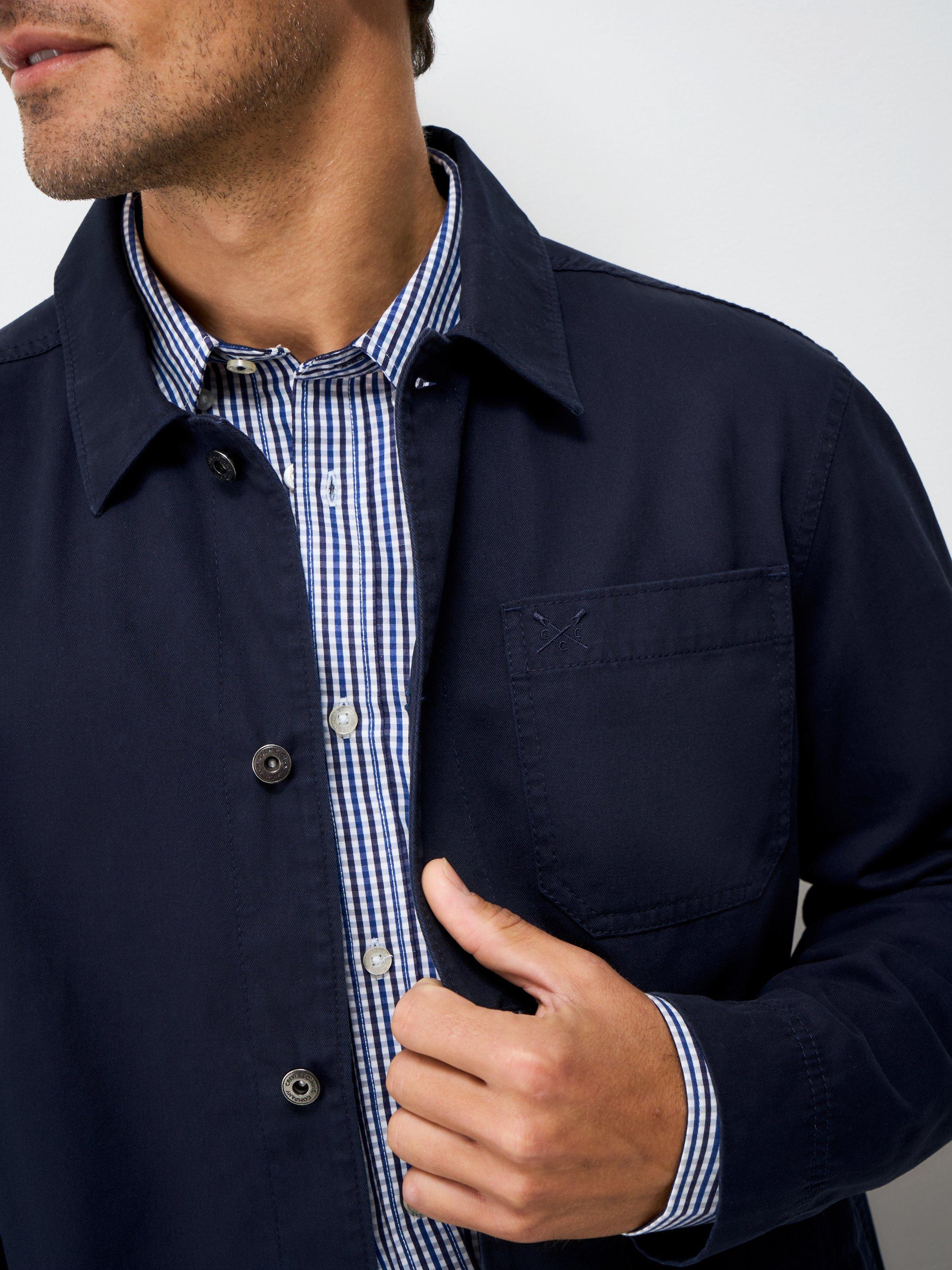 Product image 4 of 5, which shows Crew Clothing Cotton Twill Shacket, Navy Blue, L