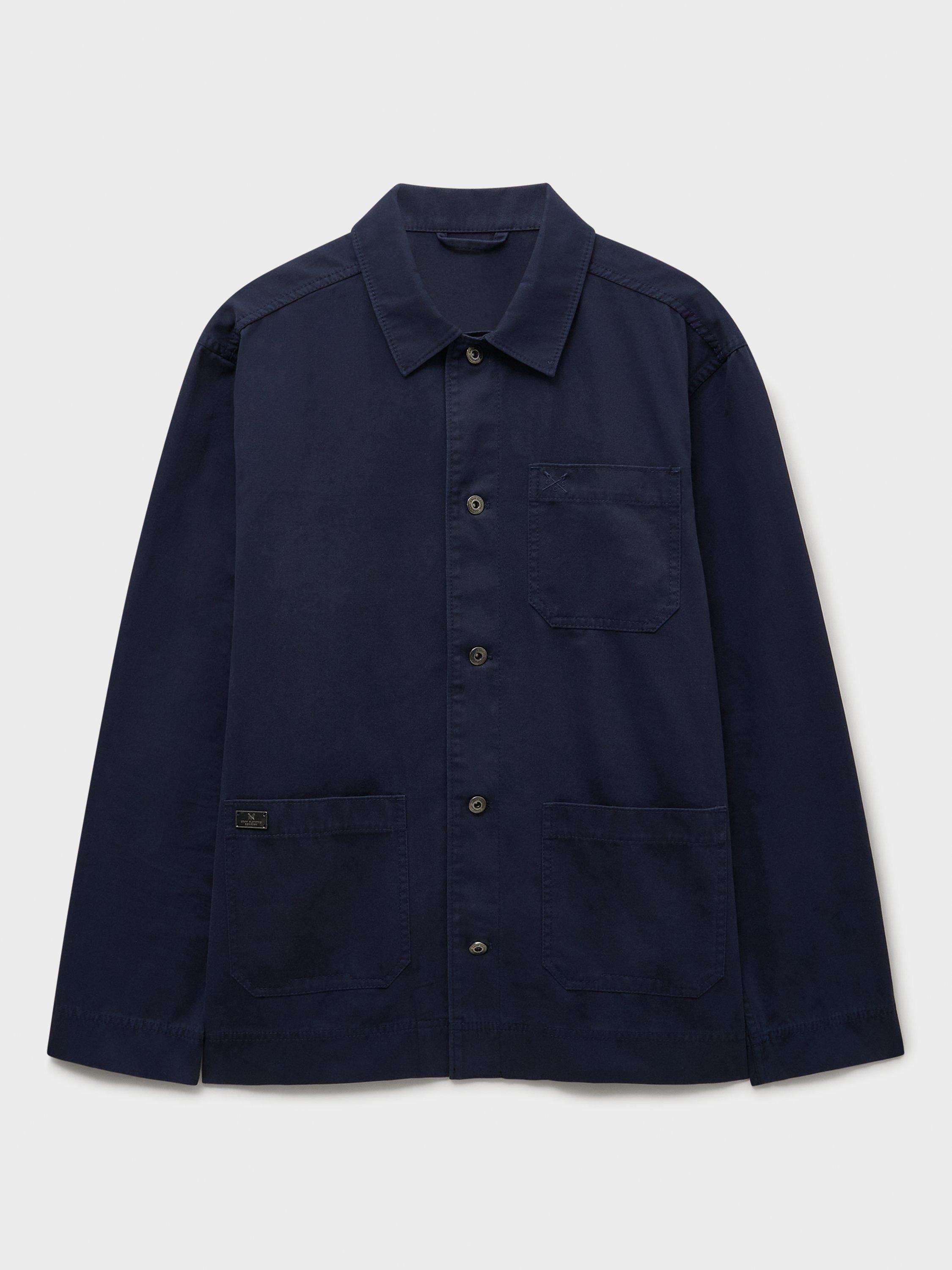 Product image 5 of 5, which shows Crew Clothing Cotton Twill Shacket, Navy Blue, L