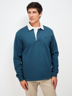 Crew Clothing Chambray Collar Rugby Shirt, Teal - view 2, Teal