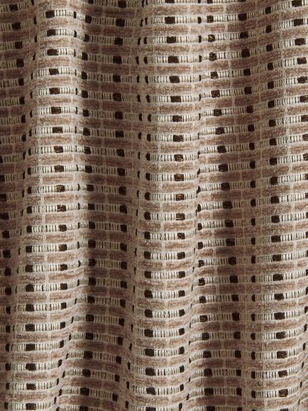 John Lewis Mini Geometric Check Pair Blackout Lined Pencil Pleat Curtains, Latte - view 2, Latte