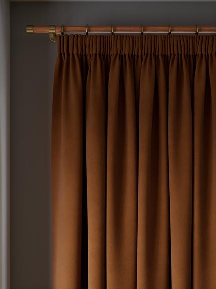 John Lewis Matt Velvet Thermal Lined Pencil Pleat Door Curtain, Ginger