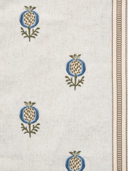 John Lewis Wilcote Pomegranate Embroidery Pair Blackout Lined Pencil Pleat Curtains - view 2, Blue