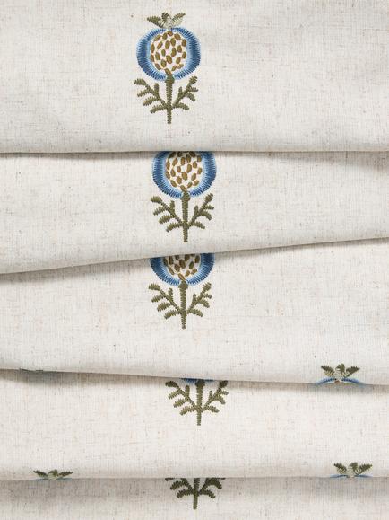 John Lewis Wilcote Pomegranate Embroidery Pair Blackout Lined Pencil Pleat Curtains - view 2, Blue