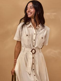 Celtic & Co. Belted Safari Shirt Dress, Undyed Oatmeal - view 2, Undyed Oatmeal