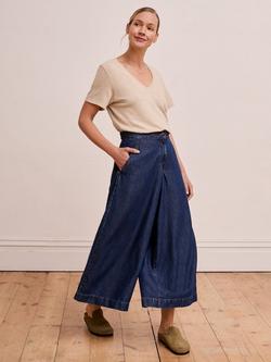 Celtic & Co. Draped Denim Culottes, Indigo Mid Wash, Indigo Mid Wash