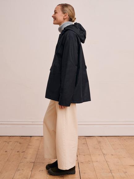 Celtic & Co. Pleat Back Wax Jacket, Dark Navy - view 2, Dark Navy