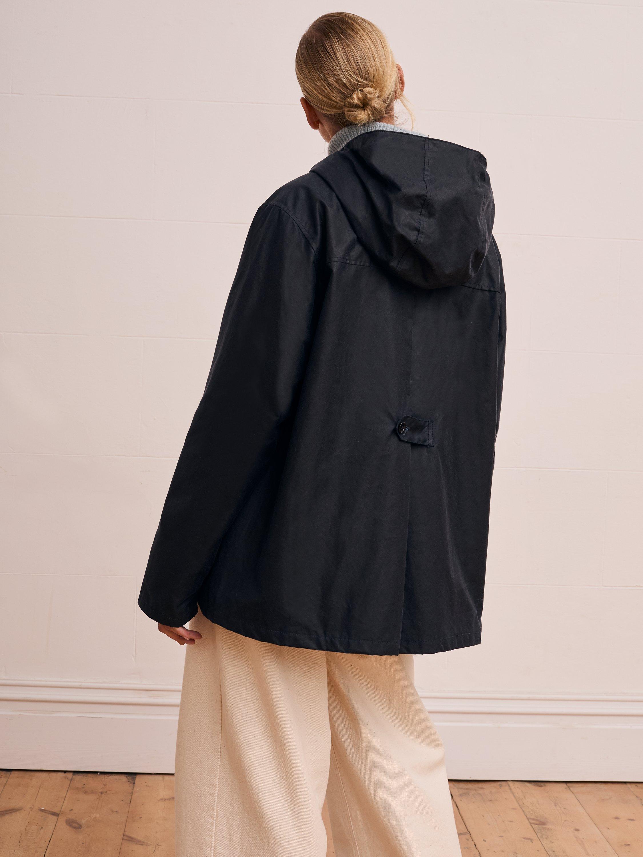 Product image 5 of 10, which shows Celtic & Co. Pleat Back Wax Jacket, Dark Navy, 8
