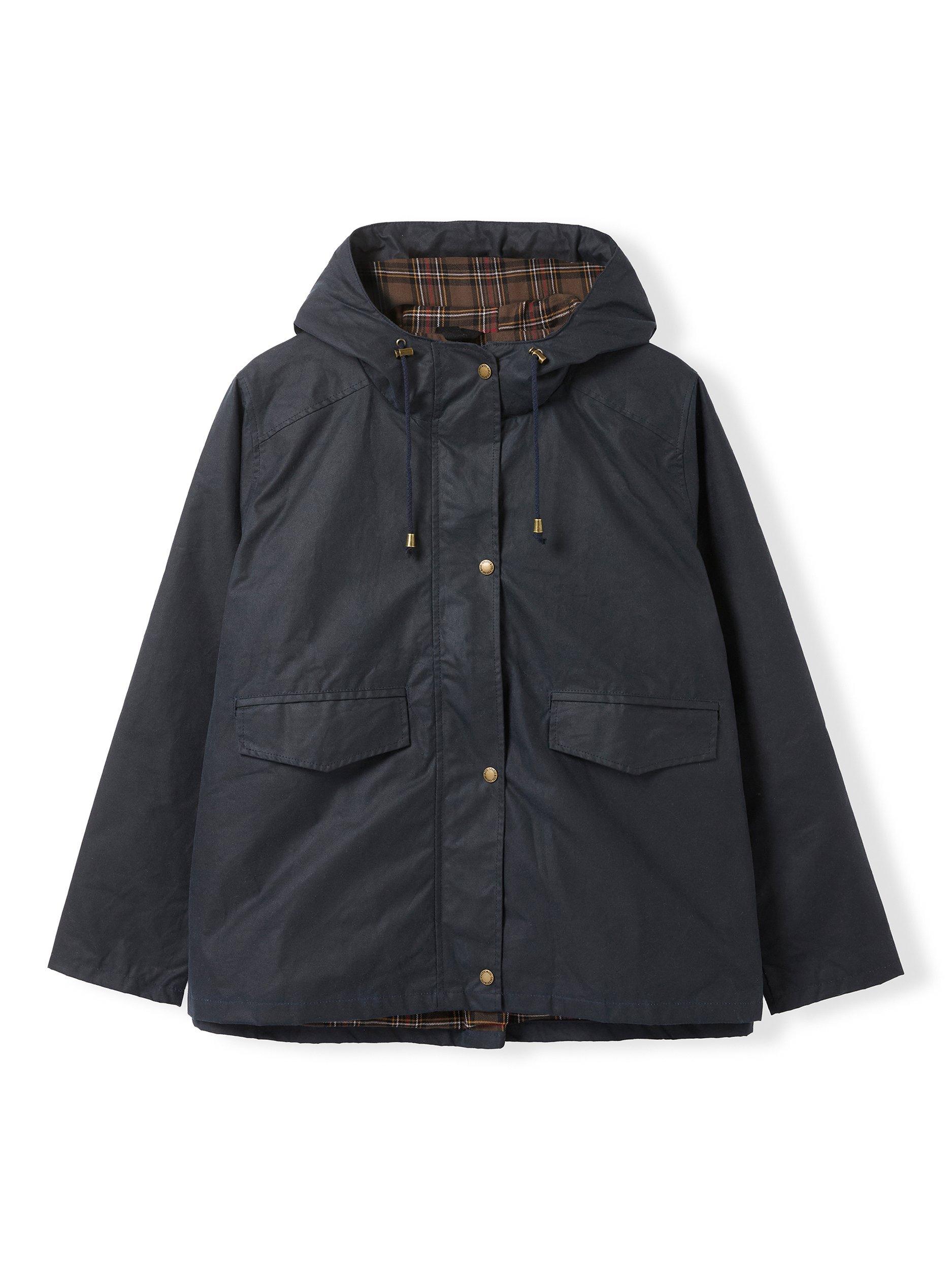 Product image 7 of 10, which shows Celtic & Co. Pleat Back Wax Jacket, Dark Navy, 8