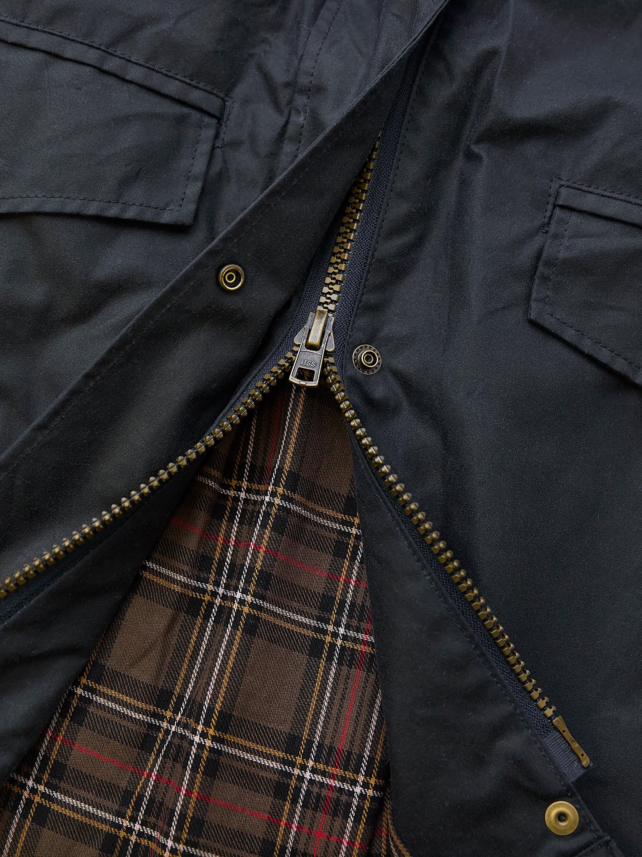 Product image 8 of 10, which shows Celtic & Co. Pleat Back Wax Jacket, Dark Navy, 8