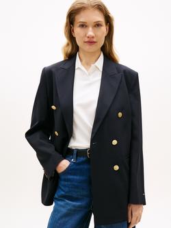 Tommy Hilfiger Timele Double Breasted Wool Blend Jacket, Dark Blue, Dark Blue