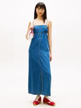 good american lite linen denim midi dress Good American Lite Linen Denim Midi Dress