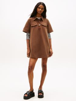 Tommy Hilfiger Garment Dyed Shirt Mini Dress, Dark Brown, Dark Brown