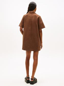 Tommy Hilfiger Garment Dyed Shirt Mini Dress, Dark Brown - view 2, Dark Brown