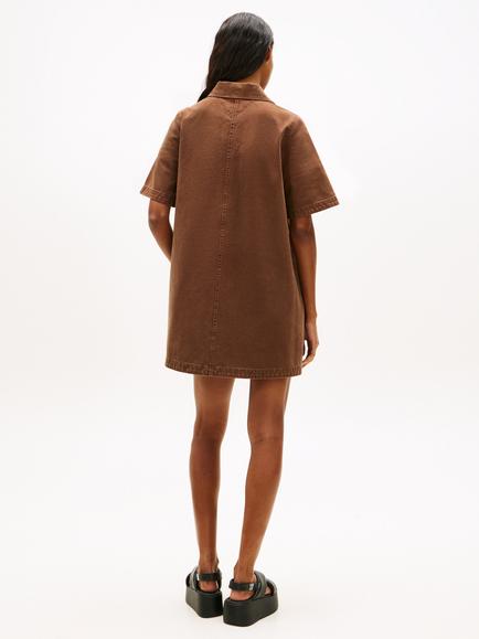 Tommy Hilfiger Garment Dyed Shirt Mini Dress, Dark Brown - view 2, Dark Brown