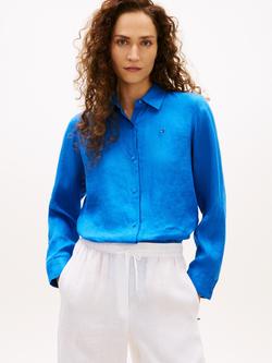 Tommy Hilfiger Essential Relaxed Fit Pure Yarn Dyed Linen Shirt, Royal Blue, Royal Blue