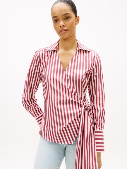 Tommy Hilfiger Stripe Tie Side Wrap Shirt, Multi, Multi