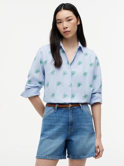 Tommy Hilfiger Stripe Logo Linen Blend Shirt, Blue, Blue