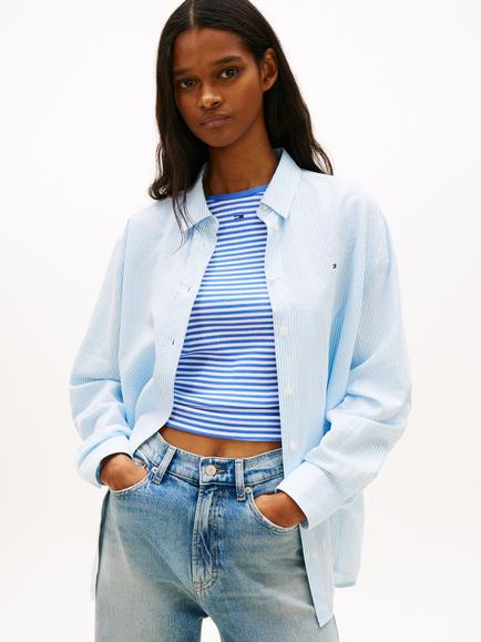 Tommy Hilfiger Linen Rich Relaxed Fit Shirt, Light Blue, Light Blue