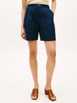 Tommy Hilfiger Belted Wide Leg Shorts, Dark Blue