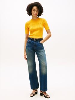 Tommy Hilfiger Cotton Cable Knit Jumper, Orange - view 2, Orange