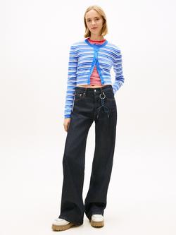 Tommy Hilfiger Crew Neck Stripe Cardigan, Blue/Multi - view 2, Blue/Multi