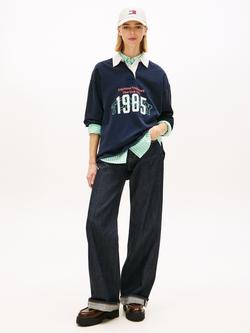 Tommy Hilfiger Logo Oversized Rugby Shirt, Dark Blue - view 2, Dark Blue