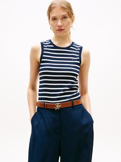 Tommy Hilfiger Striped Slim Fit Vest Top, Blue/White, Blue/White
