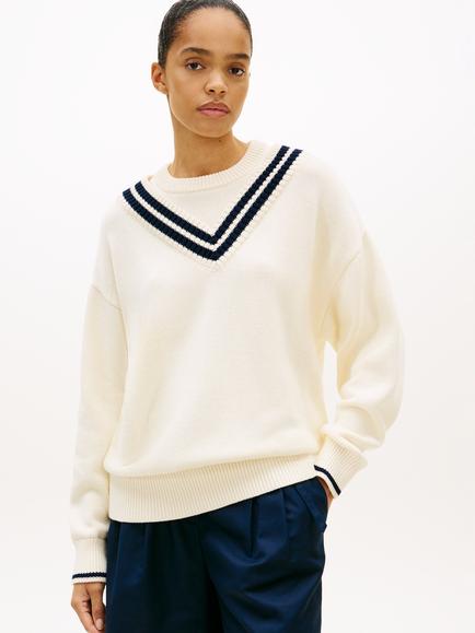 Tommy Hilfiger Varsity Cricket Jumper, Beige, Beige