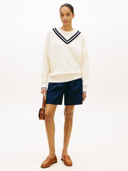 Tommy Hilfiger Varsity Cricket Jumper, Beige - view 2, Beige