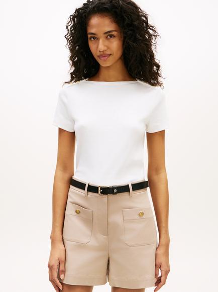 Tommy Hilfiger Button Should Slim Fit T-Shirt, White