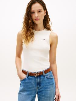 Tommy Hilfiger Slim Fit Logo Vest Top, Beige, Beige