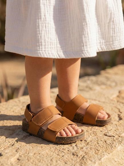 totes Kids' Double Strap Open Toe Sandals, Tan - view 2, Tan