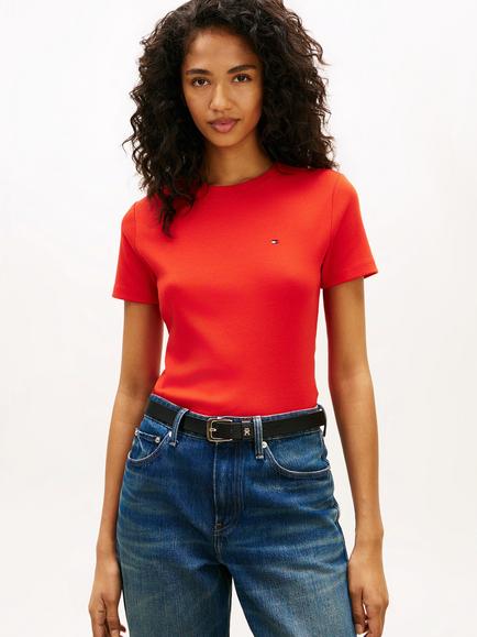 Tommy Hilfiger Slim Fit Flag Logo T-Shirt, Red, Red