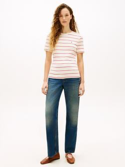 Tommy Hilfiger Flag Logo Stripe T-Shirt - view 2, Beige