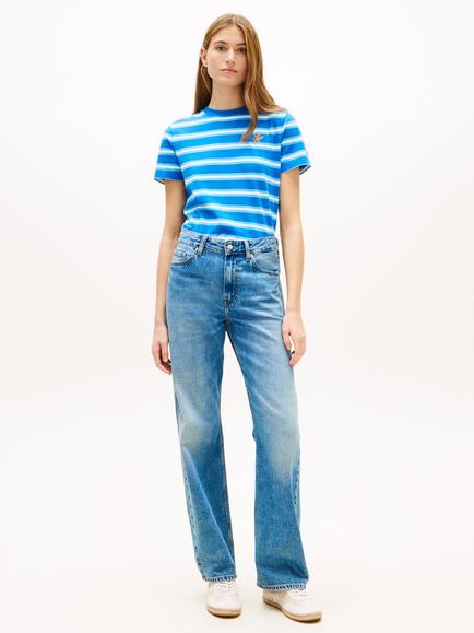 Tommy Hilfiger Stripe Logo T-Shirt, Blue - view 2, Blue