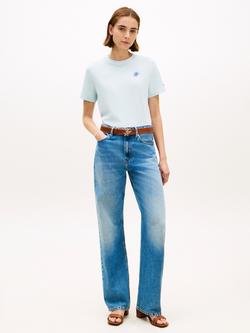 Tommy Hilfiger Crew Neck Script Logo T-Shirt - view 2, Light Blue