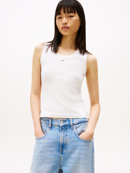 Tommy Hilfiger Ribbed Tank Top, White, White