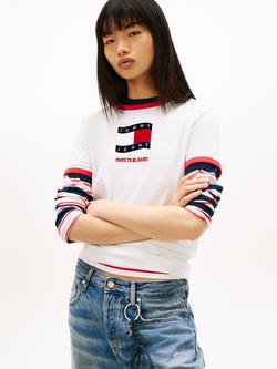 Tommy Hilfiger Flag Logo Ringer T-Shirt, White, White