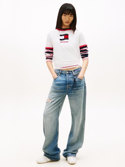 Tommy Hilfiger Flag Logo Ringer T-Shirt, White - view 2, White